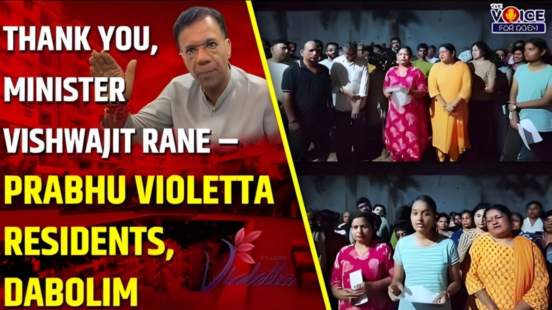 Thank you, Minister Vishwajit Rane, say residents of Prabhu Violetta, Dabolim