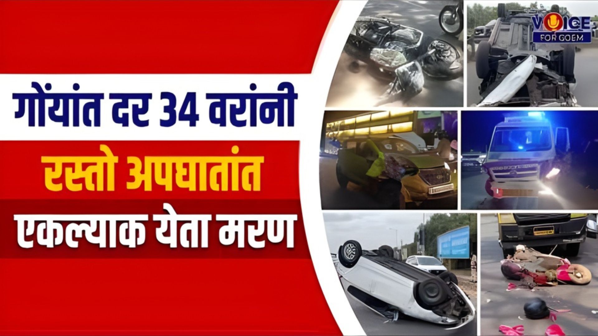 Accidents | गोंयांत दर ३४ वरांनी रस्तो अपघातांत एकल्याक येता मरण
