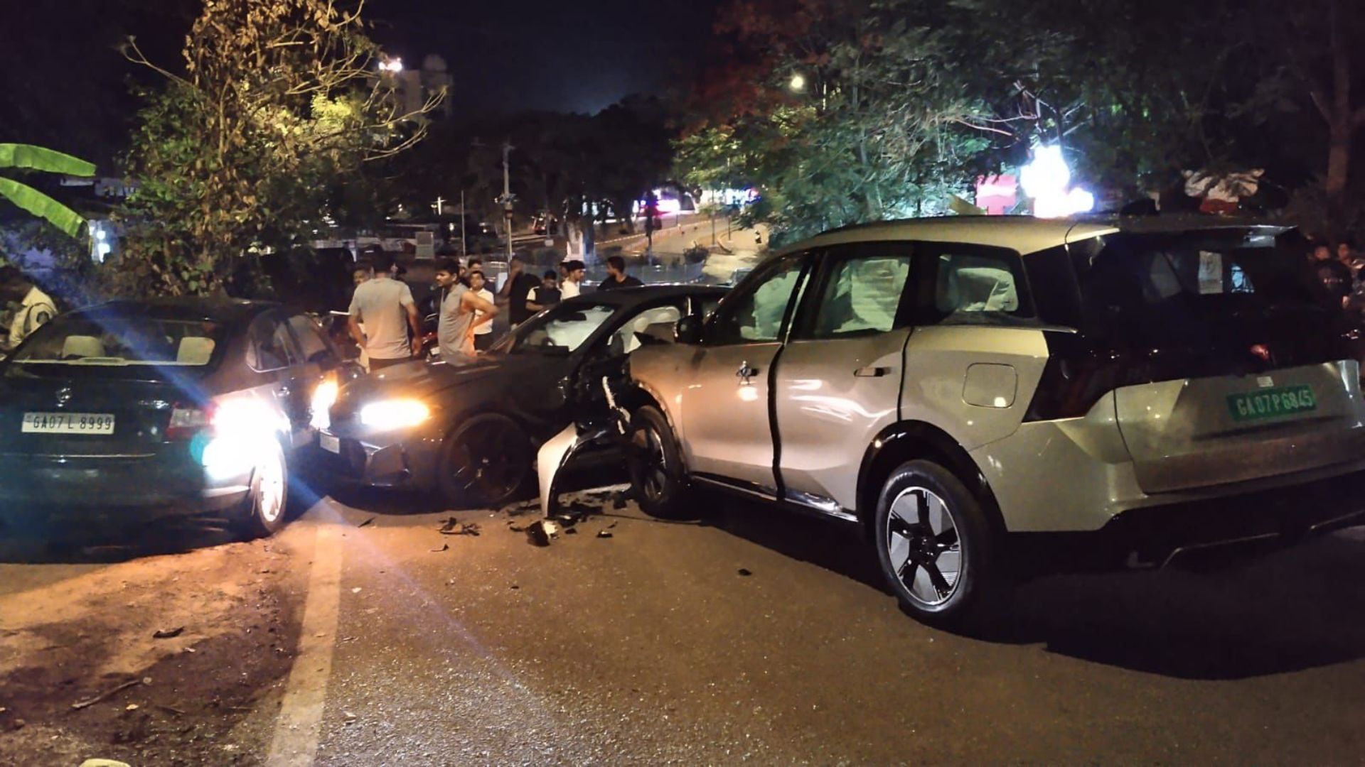 BMW crashes into multiple vehicles at Dona Paula Circle on Tuesday night