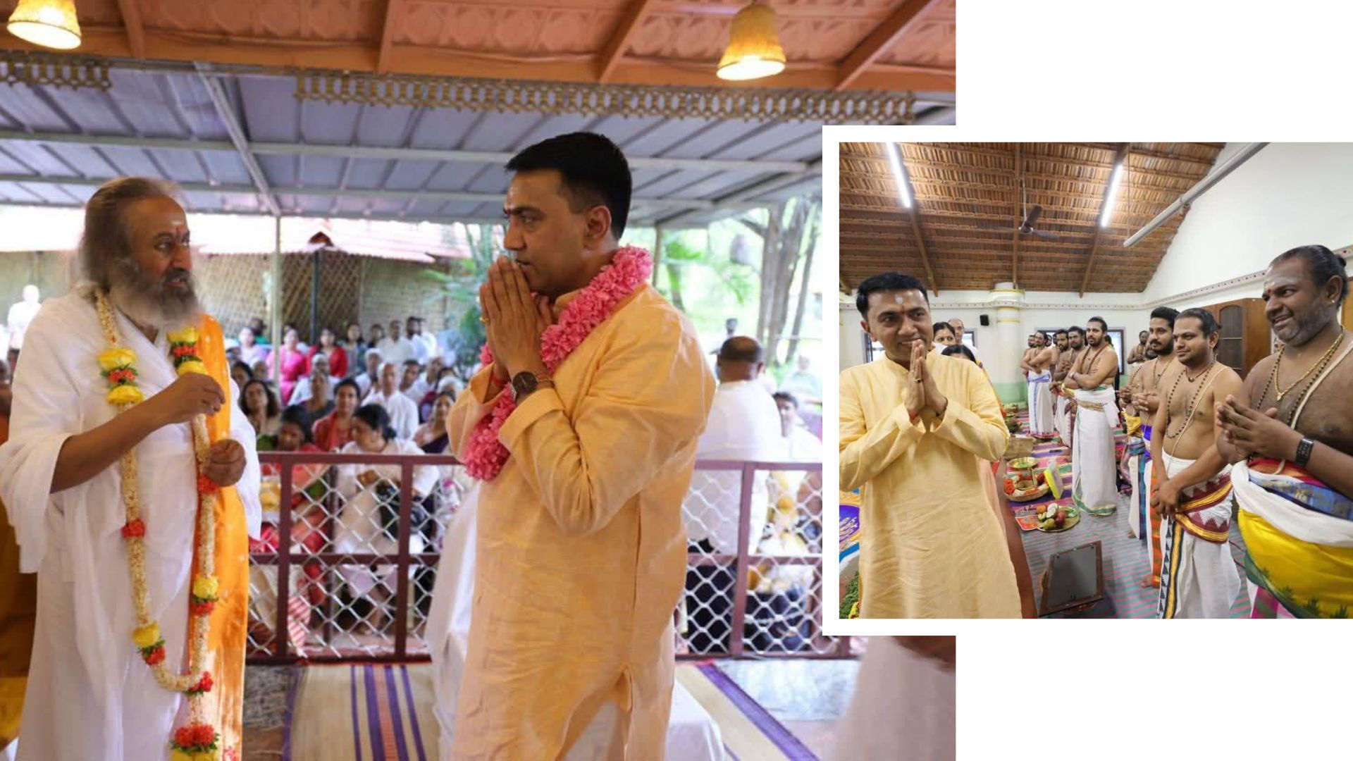 CM Sawant attends Vedic pooja at Art of Living Ashram, Bengaluru