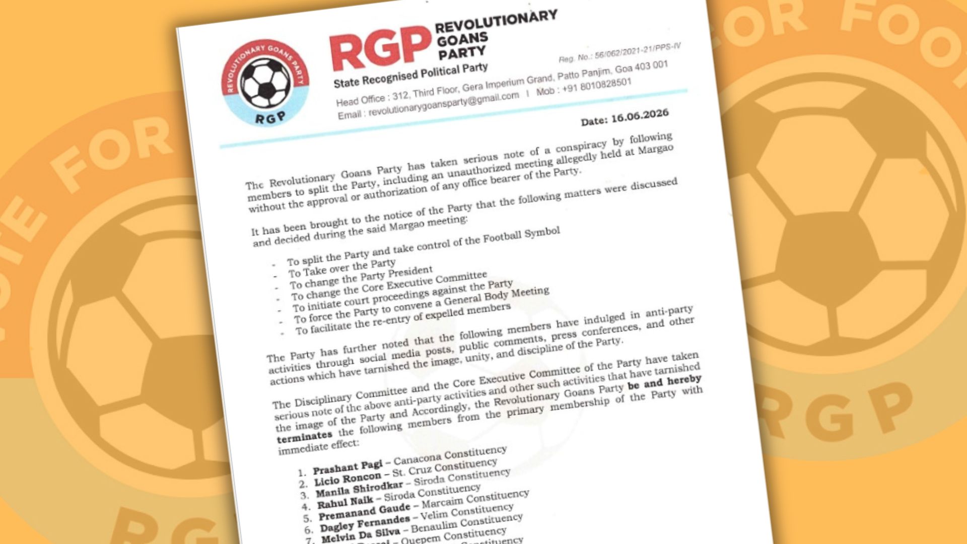 RGP expels 10 members over internal dispute
