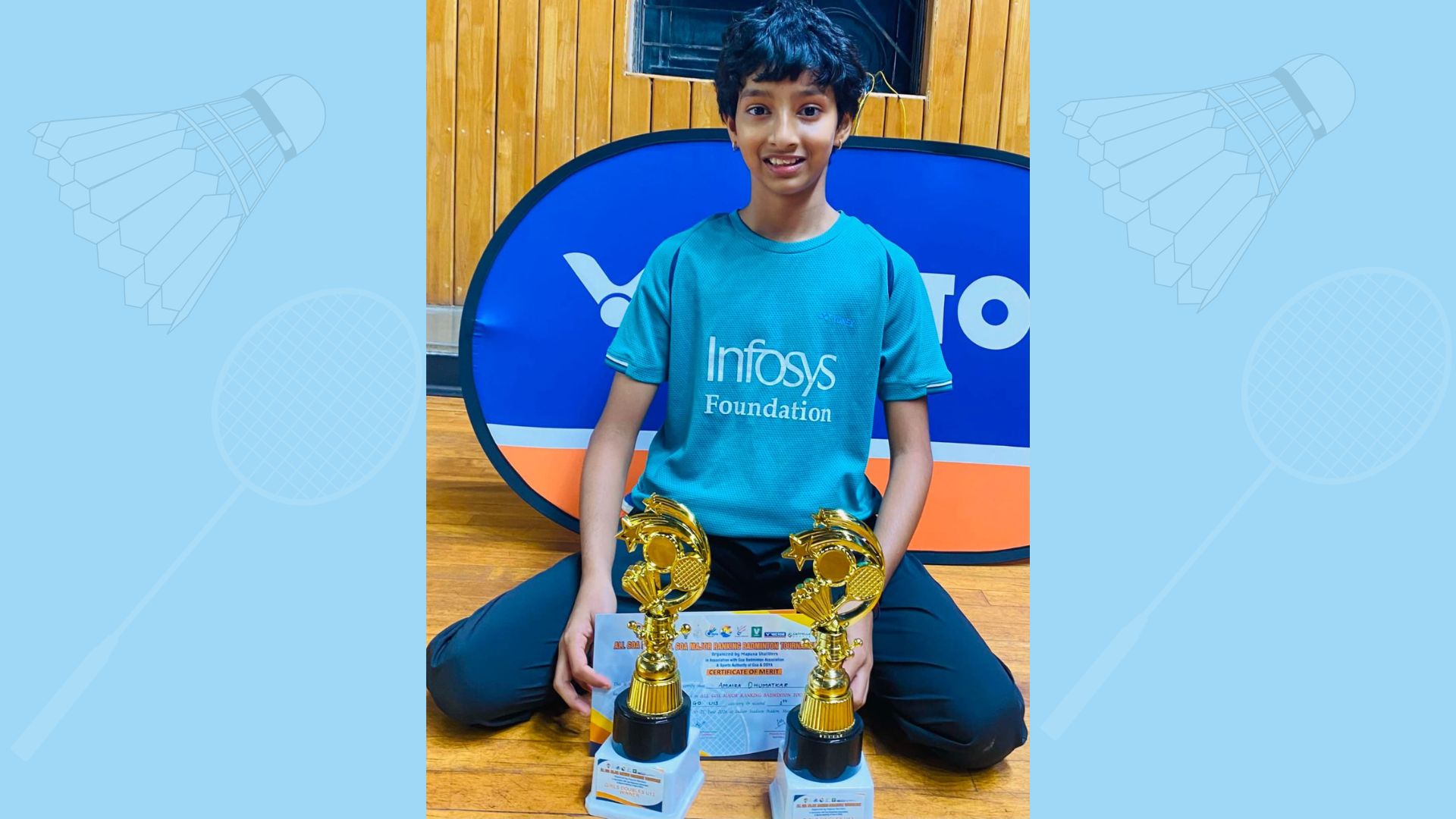 Amaira Dhumatker wins double gold at Goa badminton tournament