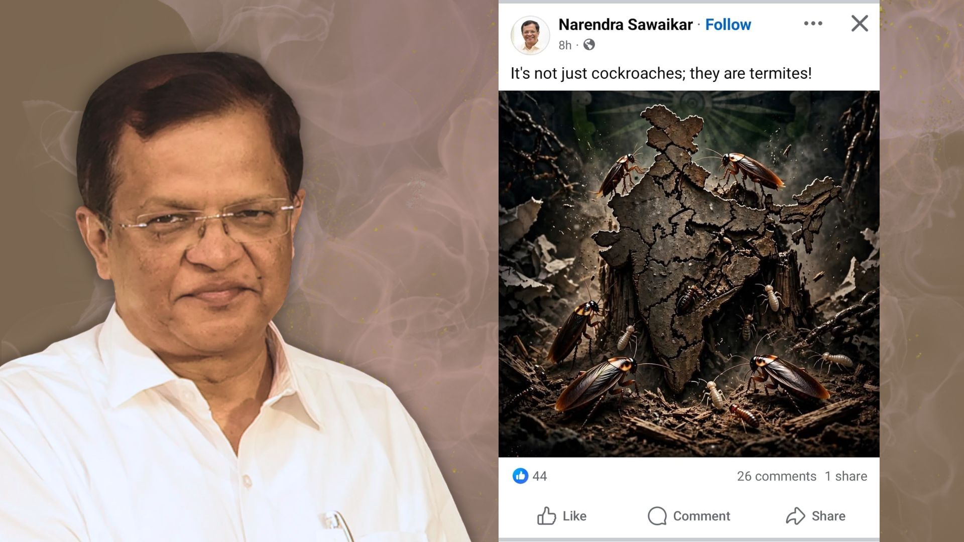 Sawaikar's 'Termites' remark triggers outrage; Facebook post deleted