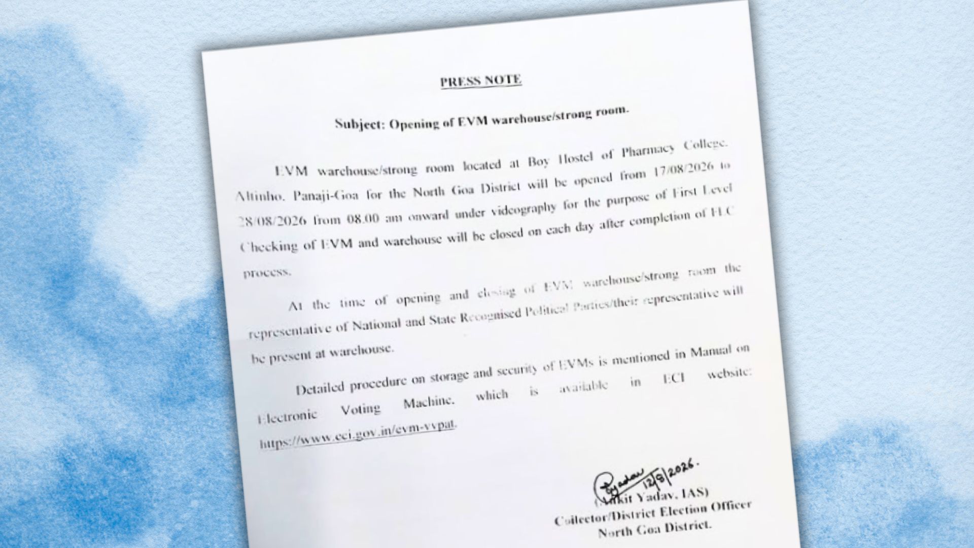 EVM warehouse in North Goa to open for first-level checking from August 17