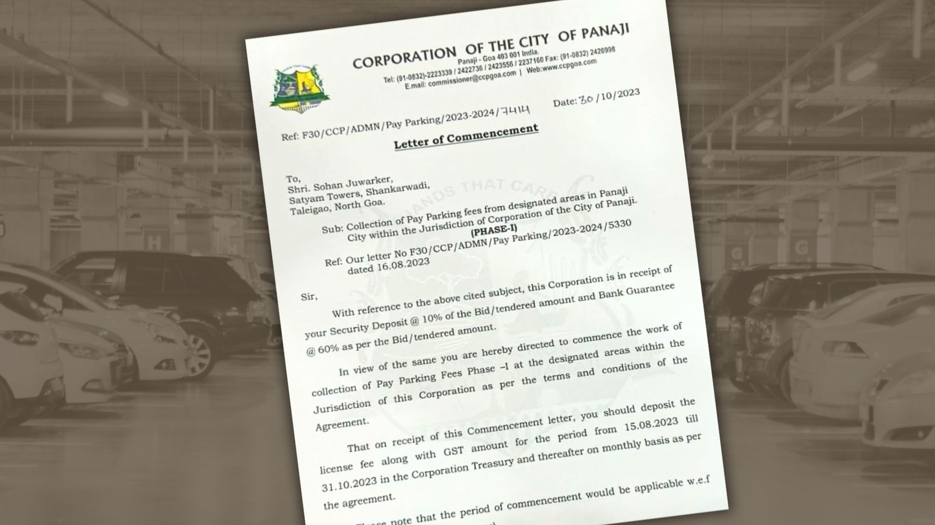 CCP grants pay parking extensions instead of Rs 1 crore refund