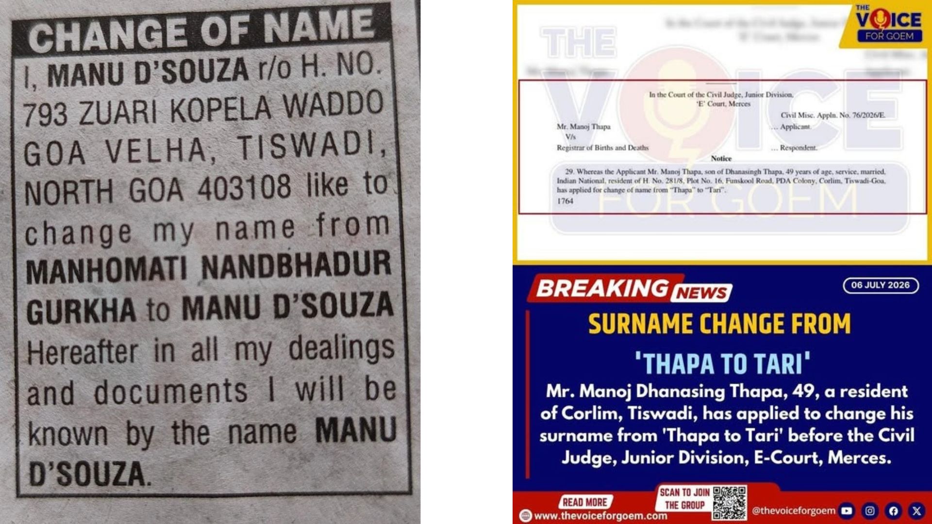 From Thapa to Tari, now Gurkha to D’Souza: A new name-change trend in Goa?