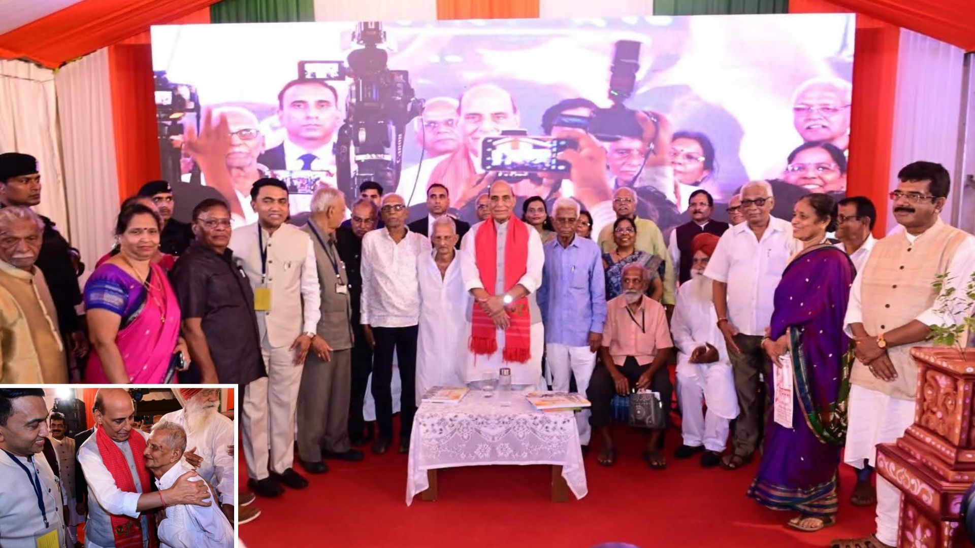 Rajnath Singh meets Goa freedom fighters after Patradevi function