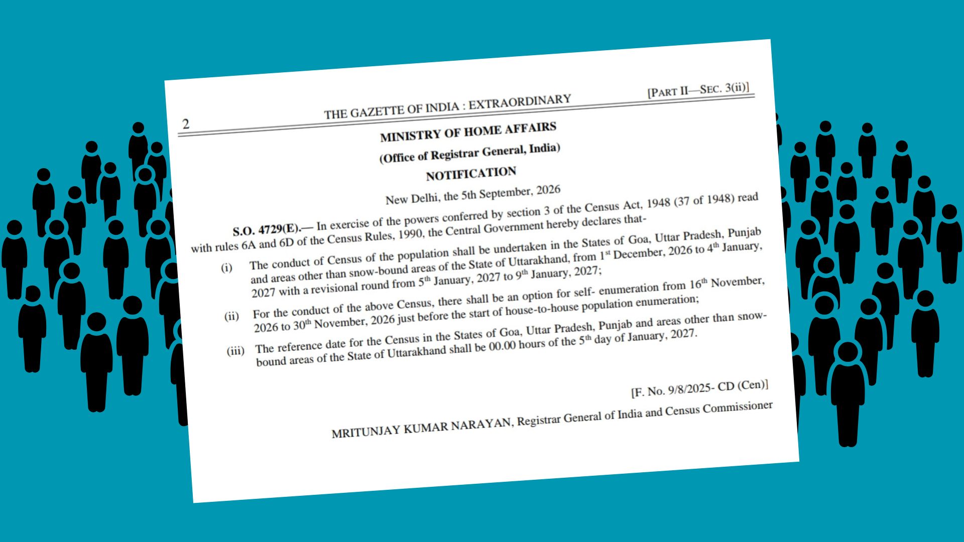 Census 2026-27 dates announced
