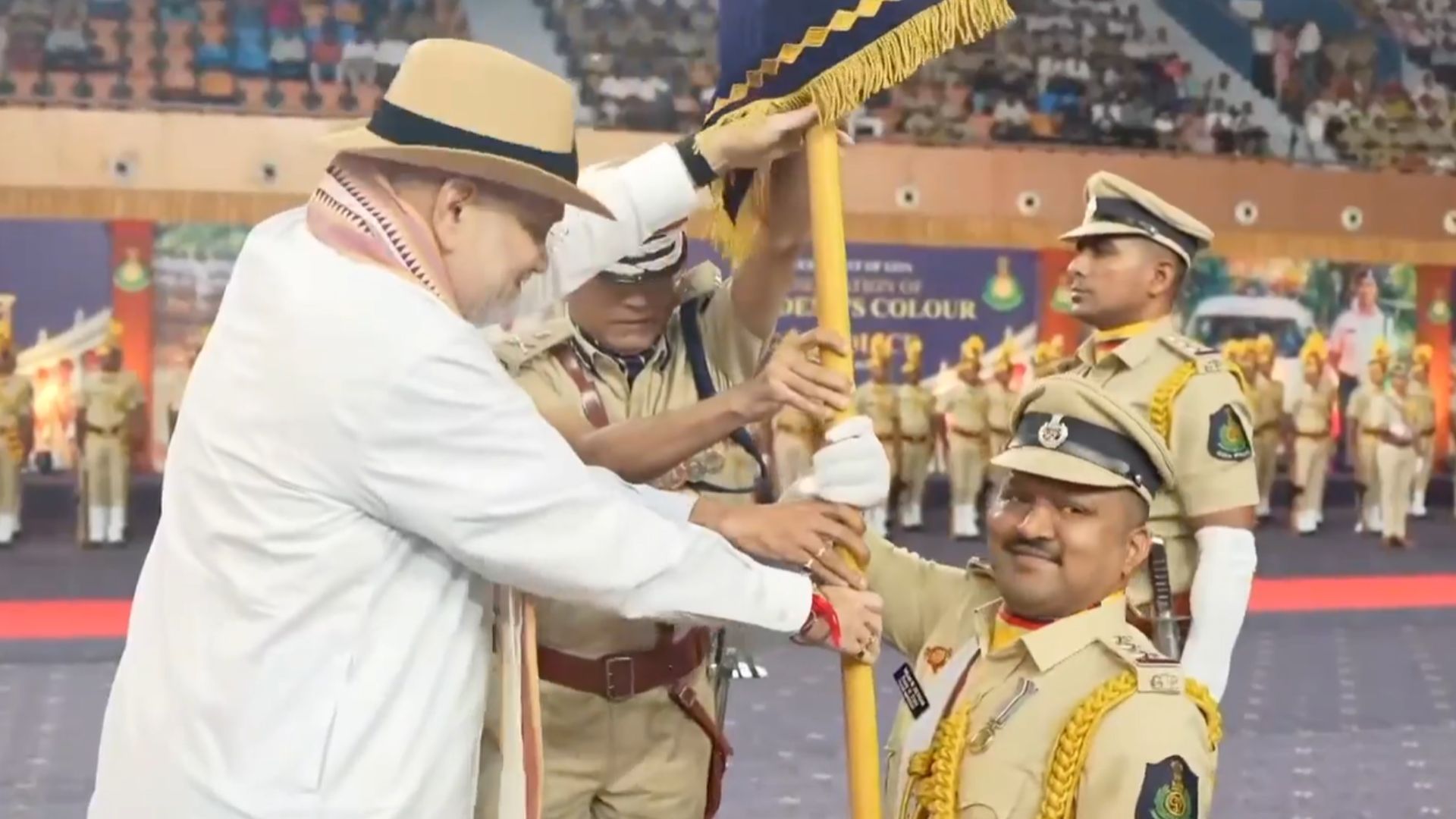 Goa Police honoured with President’s Colour by Amit Shah