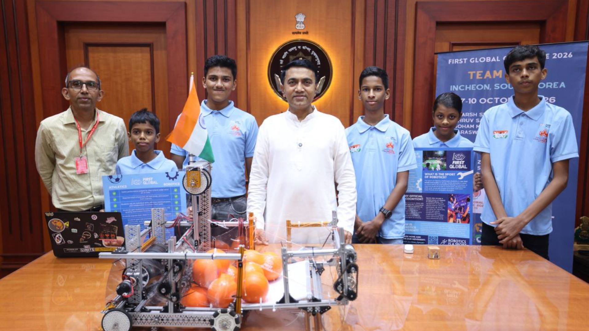CM meets Team Tech Infinity-Goa selected to represent India at Global Robotics Challenge