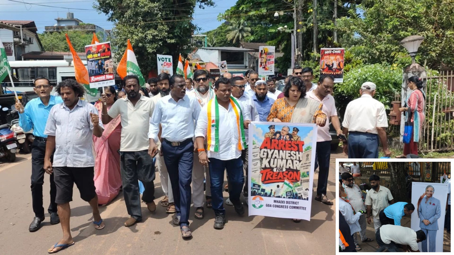 Mhadei District Congress protests in Bicholim, demands CEC’s arrest