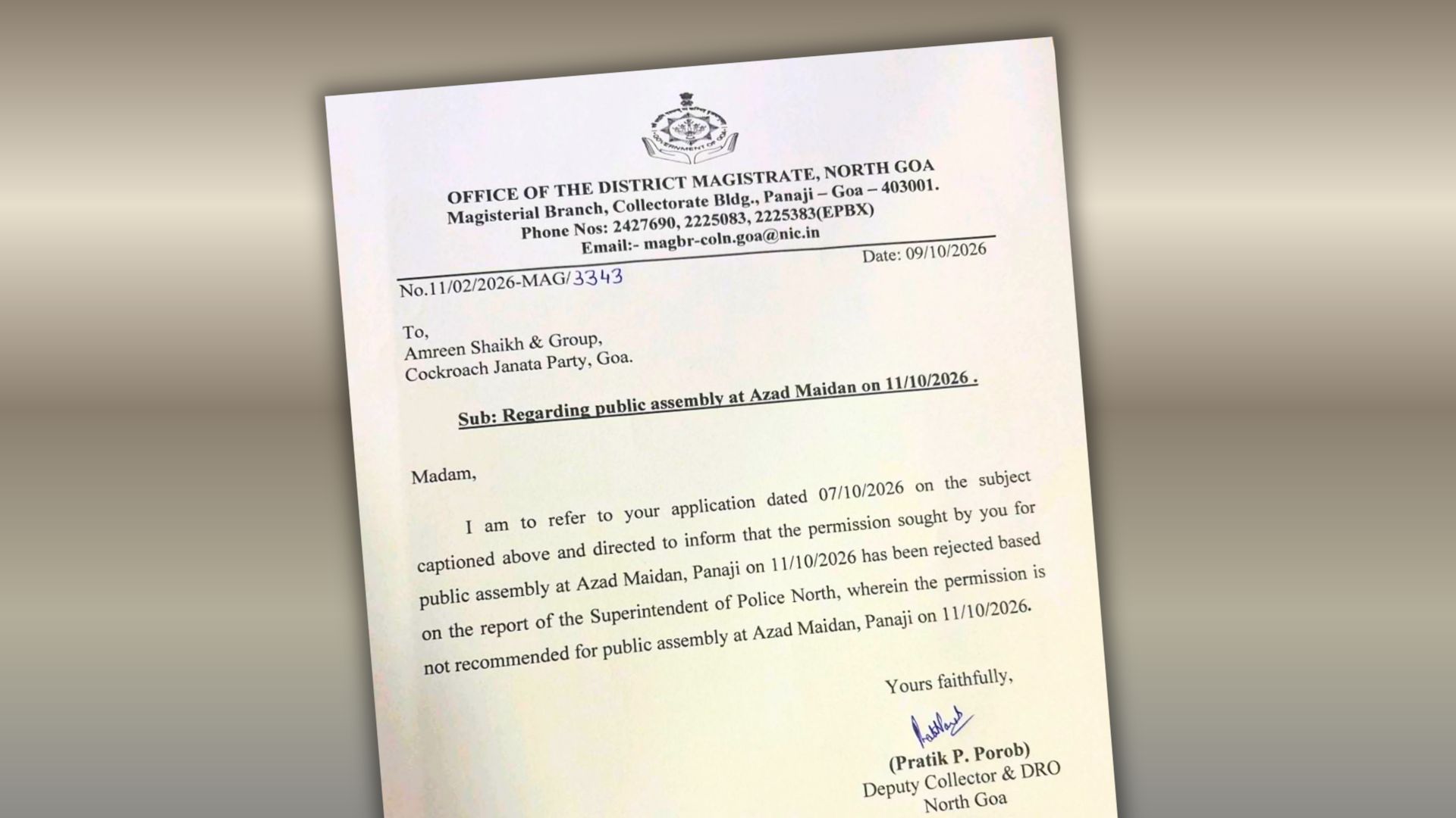 District Magistrate denies permission for CJP gathering at Azad Maidan