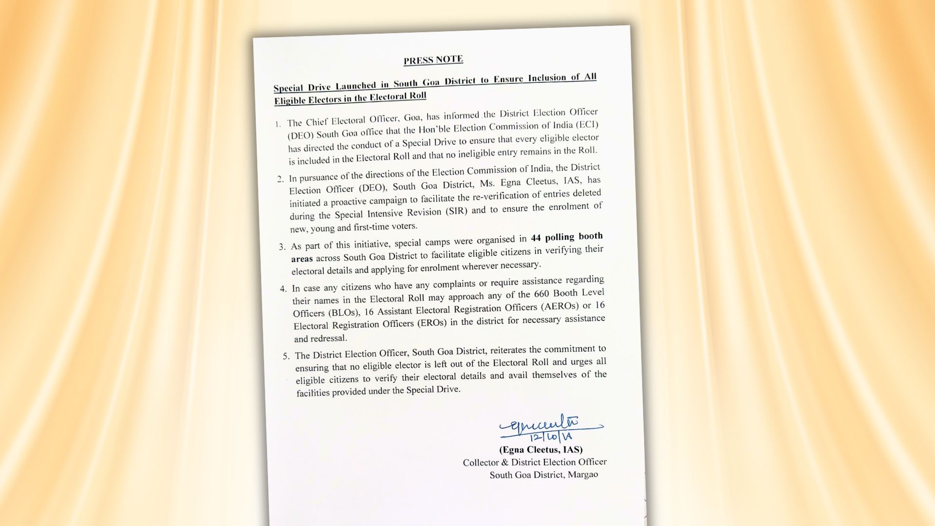 South Goa launches special drive for voter inclusion