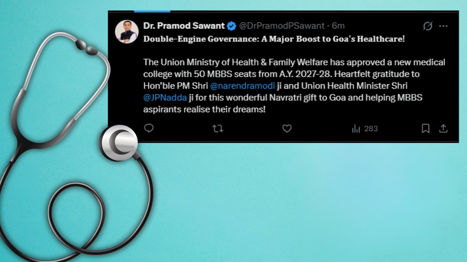 CM Sawant announces new medical college from 2027-28
